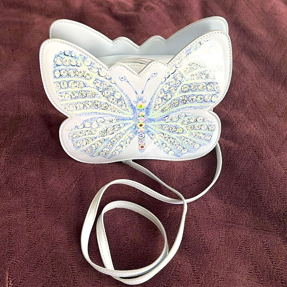 Betsey Johnson Blue Patent Butterfly Crossbody Bag
